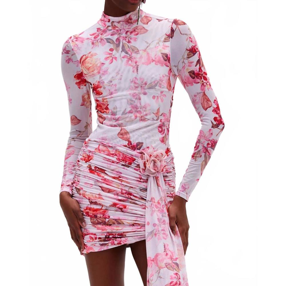 NEW PATBO floral haze stretch tulle mini dress in pink - Picture 2 of 4